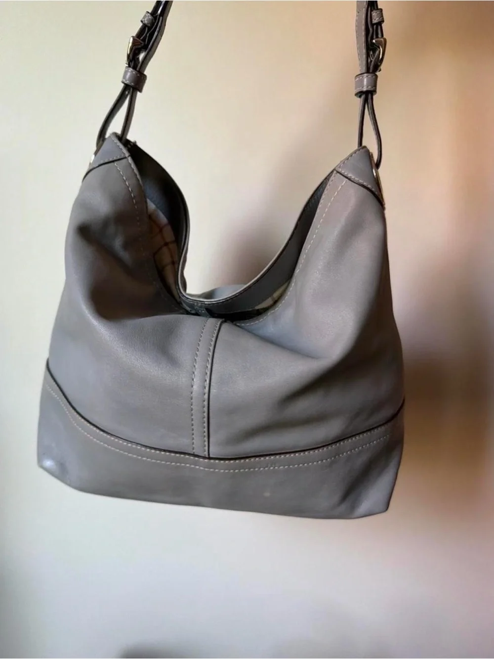 Coach Gray Leather Shoulder Hobo Bag